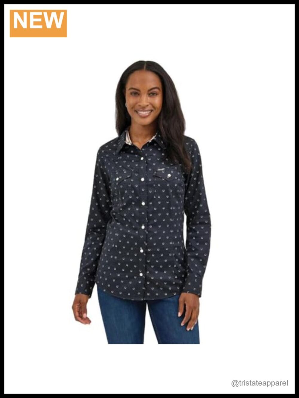 Wrangler Women's Horseshoe Print Shirt - Cotton Blend Pull On Top